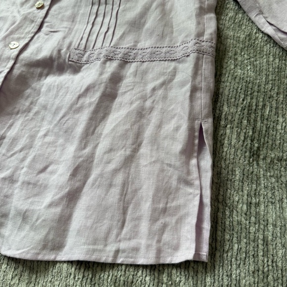 Paraphrase Woman Lavender 100% Linen Pintuck Blouse 14W NWT Classic Pastel - Picture 8 of 9